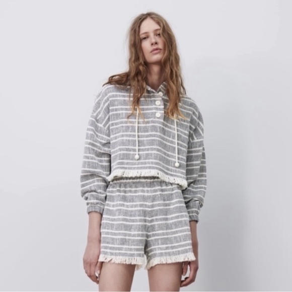 Zara Striped Crop Hoodie - Picture 5 of 5